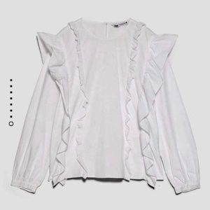 Zara Ruffled Poplin Blouse
